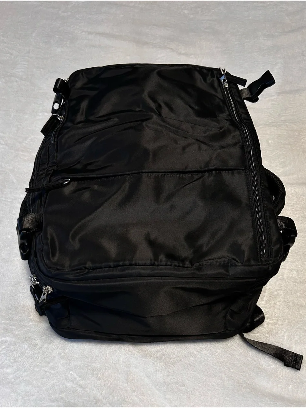 Men's Black Nylon Backpack with Padded Straps